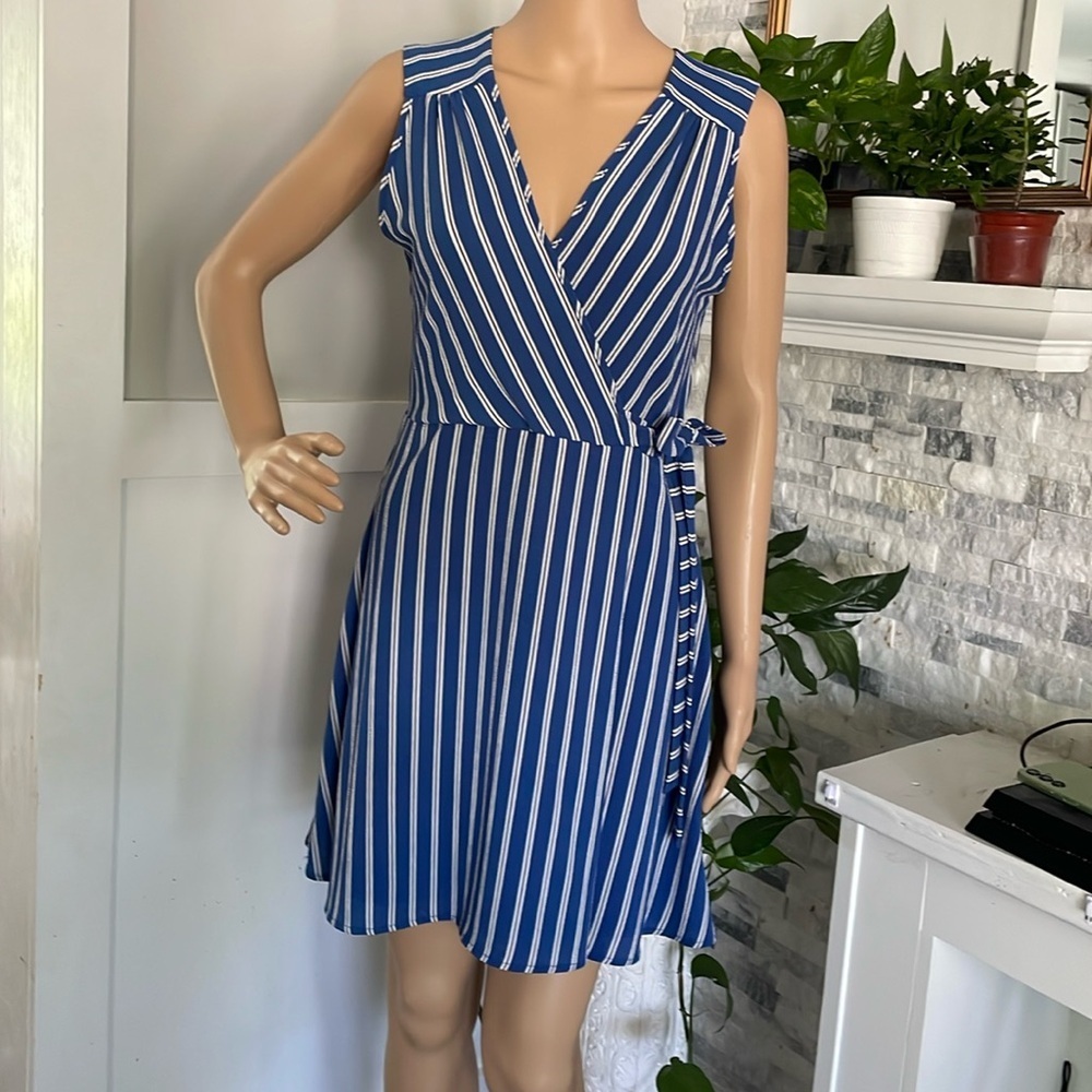 Monteau Striped Wrap Dress Sz M